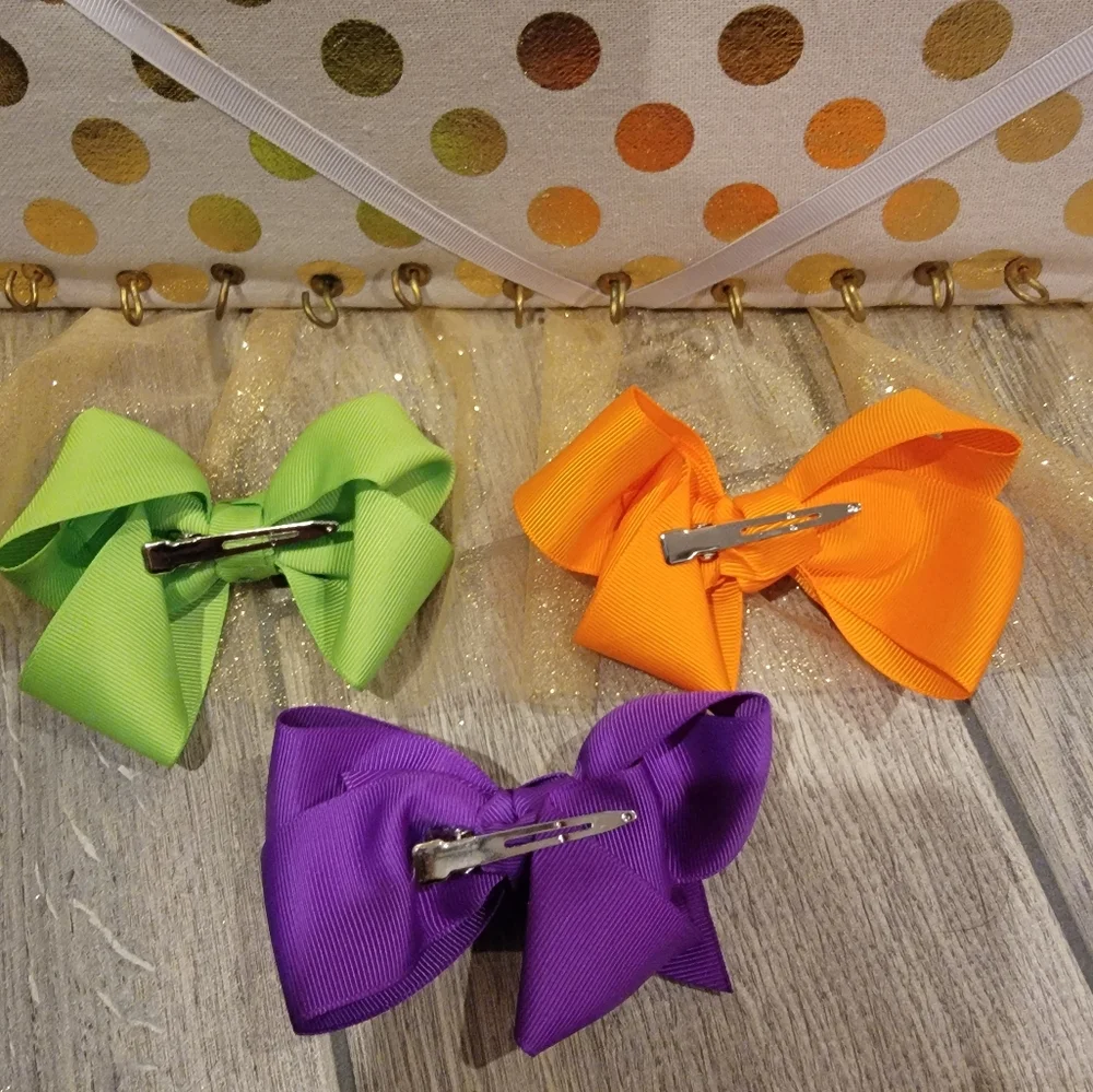 Girls 3 Pack Hair Bow Clips